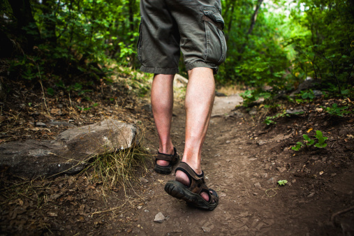 Man Hiking in Sandals