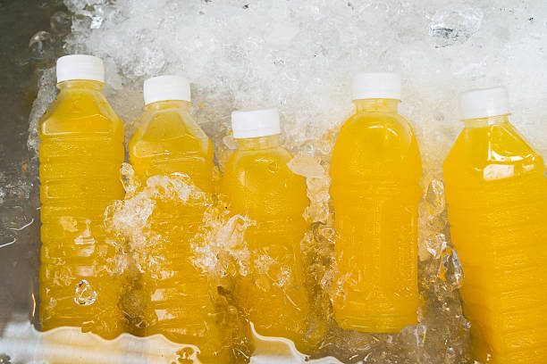 istock Orange Juice in bottles on display for sale 505051207