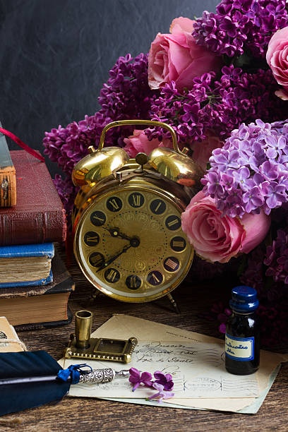 istock antique  clock with pile of mail 505058666
