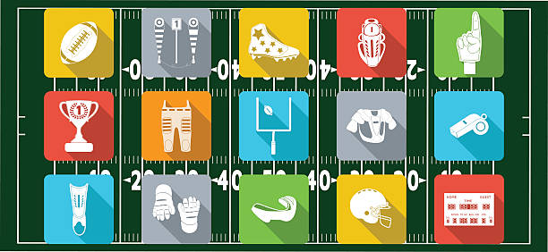 illustrations, cliparts, dessins animés et icônes de americanfootball1 - sports uniform football university casual