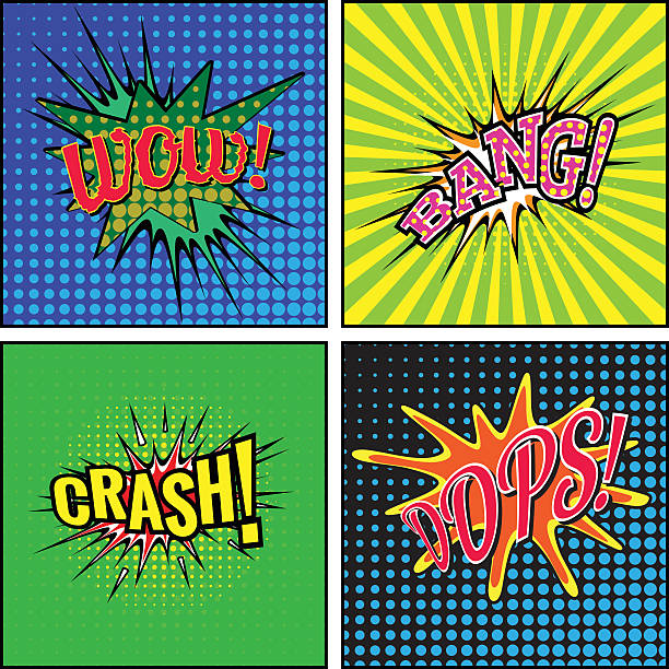 ilustrações de stock, clip art, desenhos animados e ícones de conjunto de banda desenhada efeitos sonoros. - comic book cartoon poof exploding