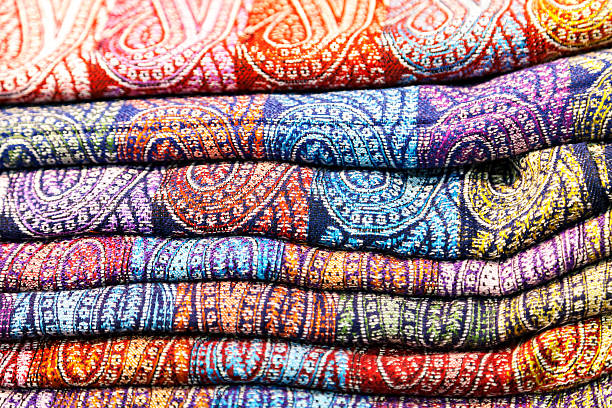 istock Traditional Indian tippets. Colored fabrics 505060682