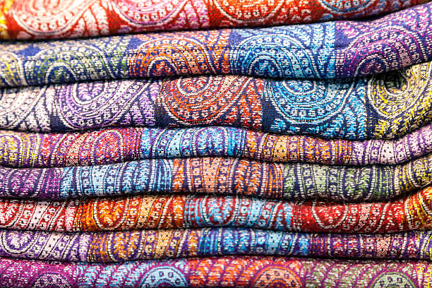 istock colored fabrics in the Indian market 505060726