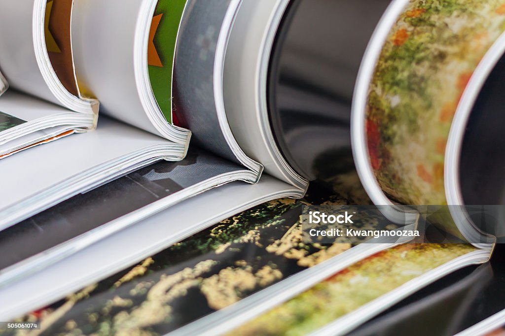 Stack of magazines Printing Out Stock Photo