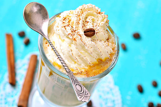 istock Pumpkin latte with cinnamon,caramel and whipped cream. 505064208