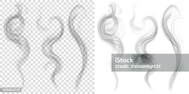 Набор Прозрачный Серый Дым Прозрачность Только В Вектор Forma — стоковая векторная графика и другие изображения на тему Дым