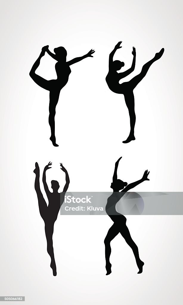 Silhouettes of gymnastic girls. Art gymnastics vector set Collection 4 Creative silhouettes of gymnastic girls. Art gymnastics set, black and white vector illustration Gymnastics stock vector