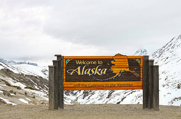 Welcome to Alaska Sign on Klondike Highway near Skagway