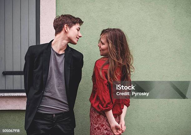 Young Couple Being In Love Stock Photo - Download Image Now - Flirting, Love At First Sight, Couple - Relationship