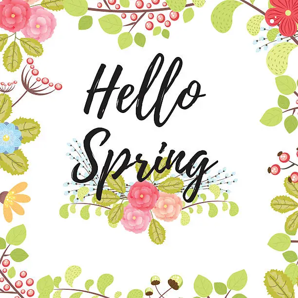 Vector illustration of Hello spring card
