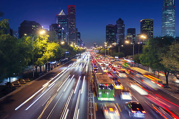 istock Evening traffic in Beijing CBD 505071400