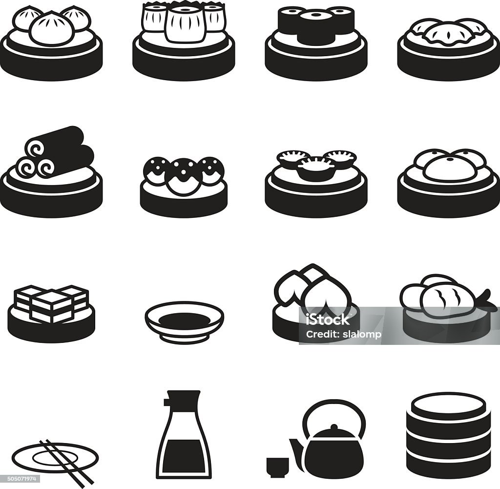 点心&日本の食べ物のアイコン - 飲茶のロイヤリティフリーベクトルアート