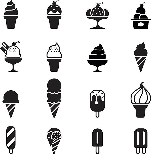 lody ikona - scoop ice cream frozen cold stock illustrations