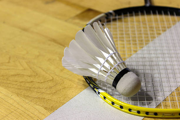 istock Badminton Racket on wooden floor 505080273