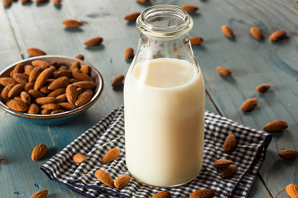 Organic White Almond Milk stock photo
