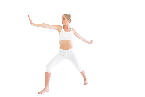 Woman practicing yoga.