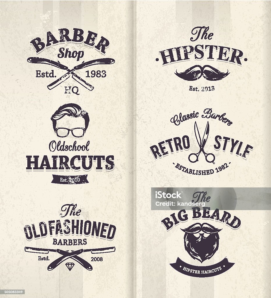 Barber Shop Emblems Vector set of vintage barber shop emblems. Art And Craft stock vector