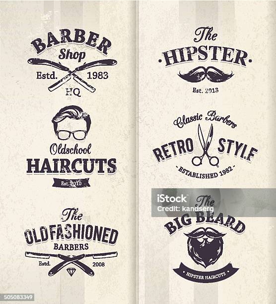 Barber Shop Emblems Stock Illustration - Download Image Now - Art And Craft, Badge, Barber
