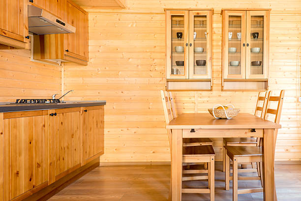 istock empty kitchen in a wooden farmhouse 505084359