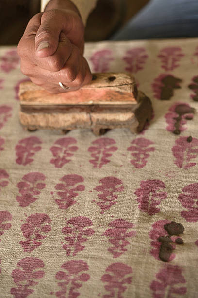 istock Man’s Hand Traditional Wood Block Printing, India 505085340