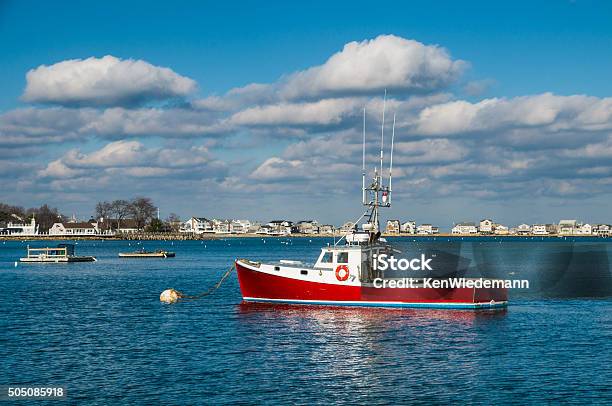 Red Boat Off Cedar Point Stock Photo - Download Image Now - Color Image, Community, Fishing Industry