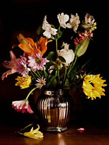 A photograph of flowers imitating the baroque style of paintings from that time