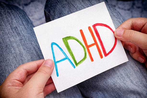 istock Young boy holds ADHD text written on sheet of paper 505088608