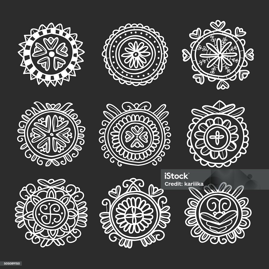 Circle shape floral folk ornament Circle shape floral folk ornament,  vector illustration Art stock vector