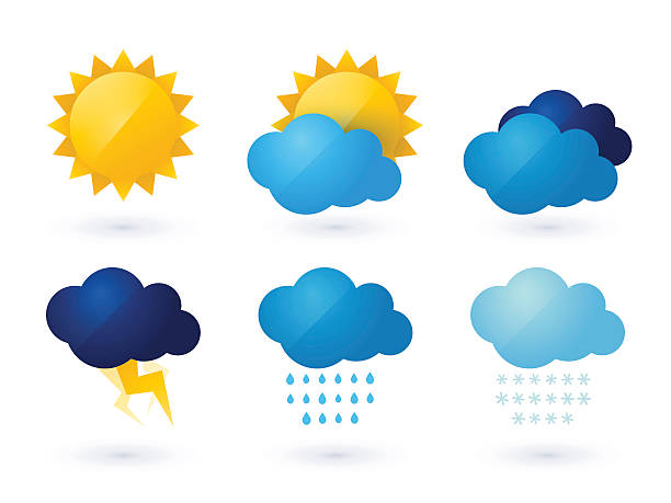 set of weather vector icons set of weather vector icons rain symbols stock illustrations