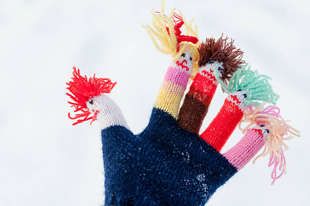 istock Closeup of woolen knitted gloves 505092606