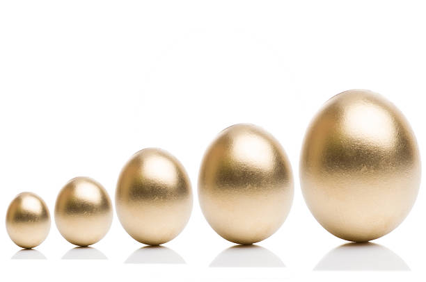 istock Golden eggs from  isolated on a white background. 505092640