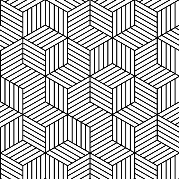 ilustraciones, imágenes clip art, dibujos animados e iconos de stock de patrón sin costuras fondo vector geométrico. - illusion leather pattern backgrounds