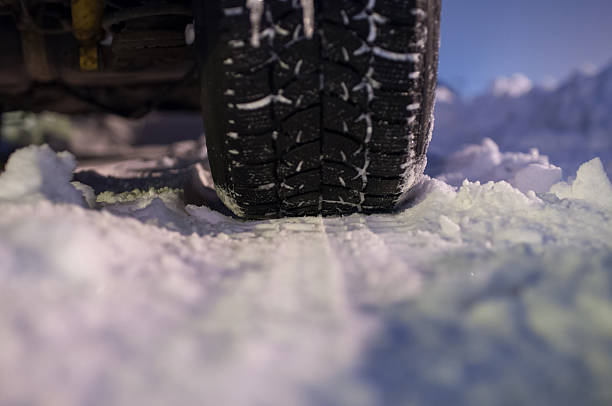 istock Winter tyre on the road 505093316