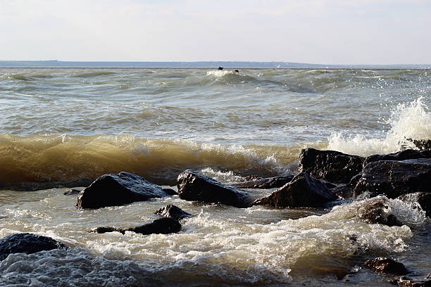 istock Waves on the lake in a storm 505094540