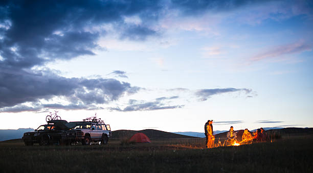 istock Hiking tourist have a rest in his camp at night 505094938
