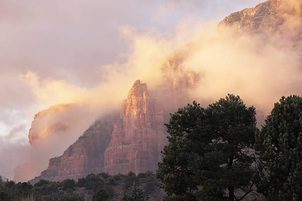 istock Sunset Mist Red Rock Canyon Mountain 505098912