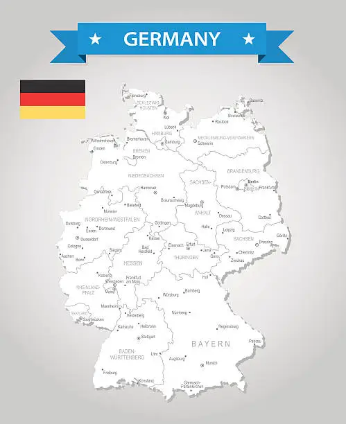 Vector illustration of Germany - old-fashioned map - Illustration