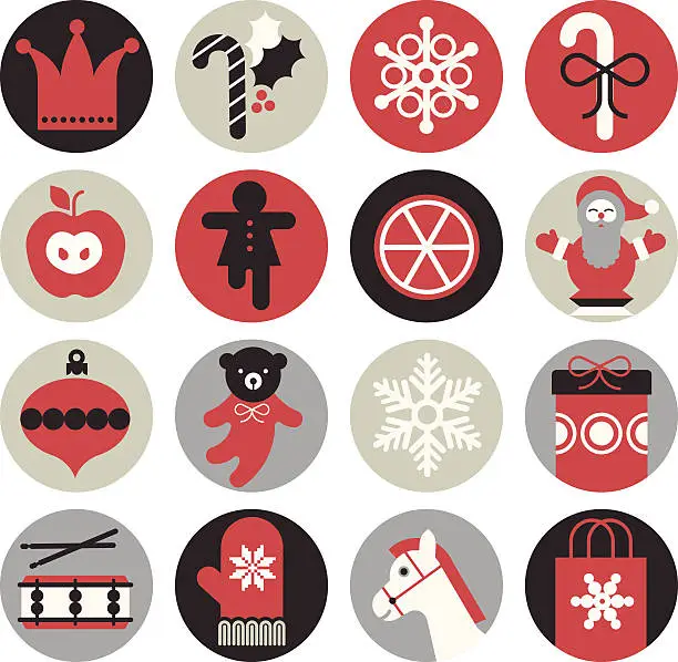 Vector illustration of Icon set with silhouette of Christmas.int