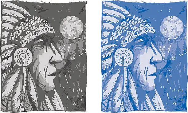 Vector illustration of Native American Chief profile