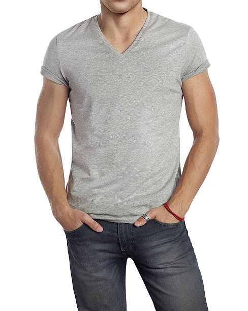 istock Man wearing grey t-shirt 505115445