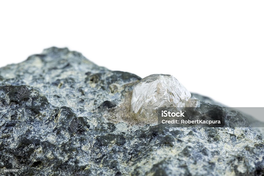 Rough Diamond Magnificent large rough white diamond in kimberlite Diamond - Gemstone Stock Photo