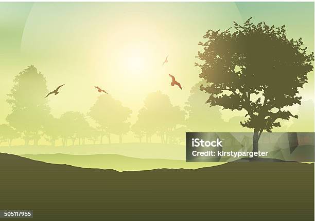 Ilustración de Árbol De Paisaje y más Vectores Libres de Derechos de Bosque - Bosque, Cielo, Contraluz