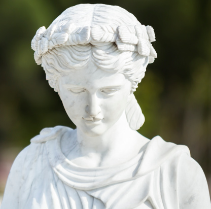A 19th century statue of Thalia, in Greek Mythology she is the Muse of Comedy and idyllic poetry. Daughter of Zeus.