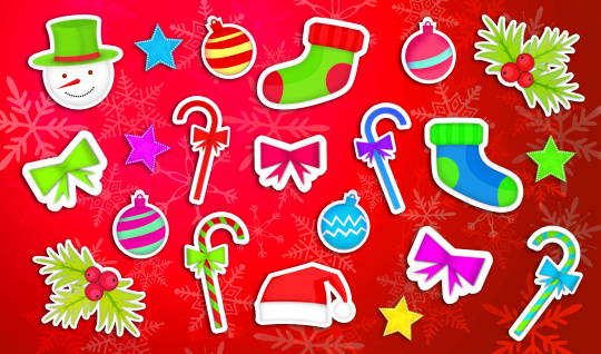 Christmas Ornament Pack Set Red Background