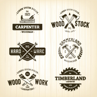 Vector set of vintage carpentry emblems..