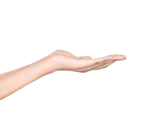 istock empty female woman hand holding isolated on white 505120901