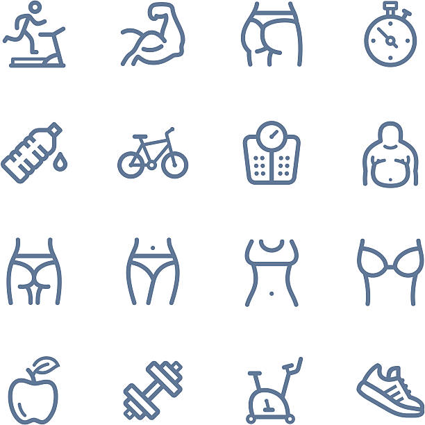 fitness ikony linii - torso stock illustrations