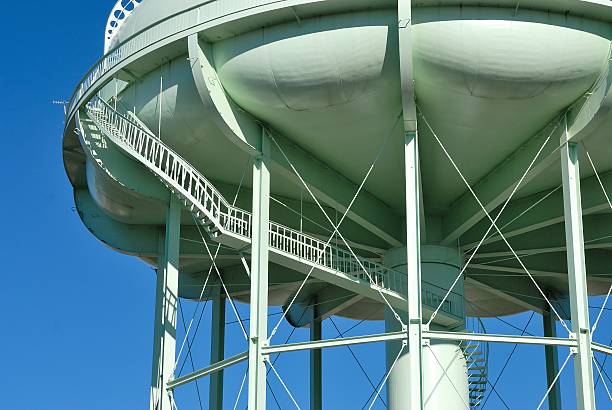 istock Bottom of water tower with stairs leading to top 505122576