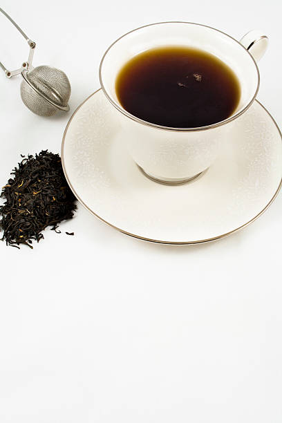 tasse schwarzen tee mit textfreiraum - english breakfast tea stock-fotos und bilder