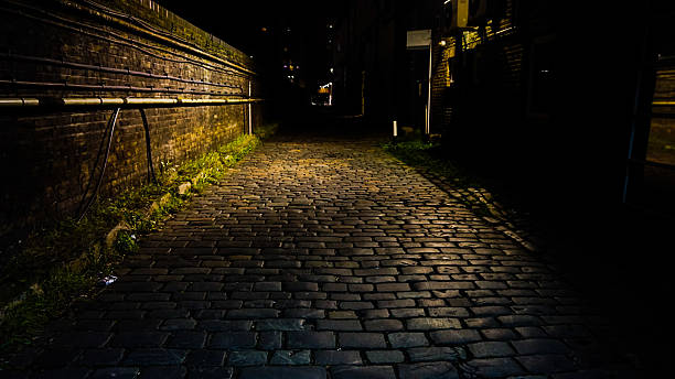 Old Cobbled Pavement Beside Grand Union Canal, London stock photo